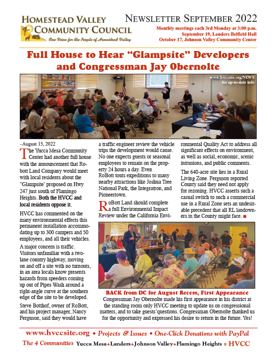 Homestead Valley Community Council September 2022 Newsletter