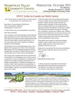 HVCC newsletter October 2015